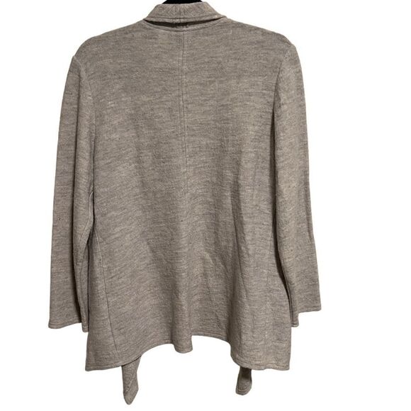 Chico’s- Women’s Grey Knit Wool Waterfall Open Front Cardigan, Size 1 = US 6 - Picture 6 of 10
